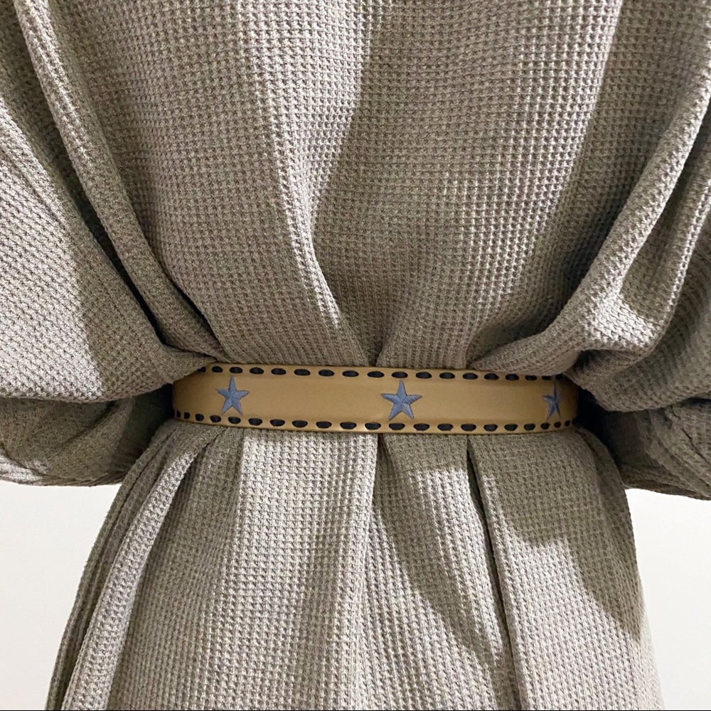 Western leather belt with embroidery